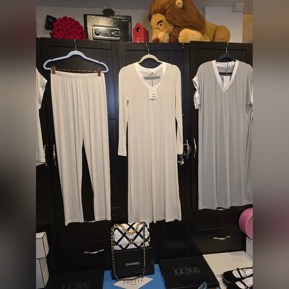 Frette Cascade Luxury Loungewear 2025 NWT  Beige /White Nightgown Silk & Cotton - Picture 1 of 12